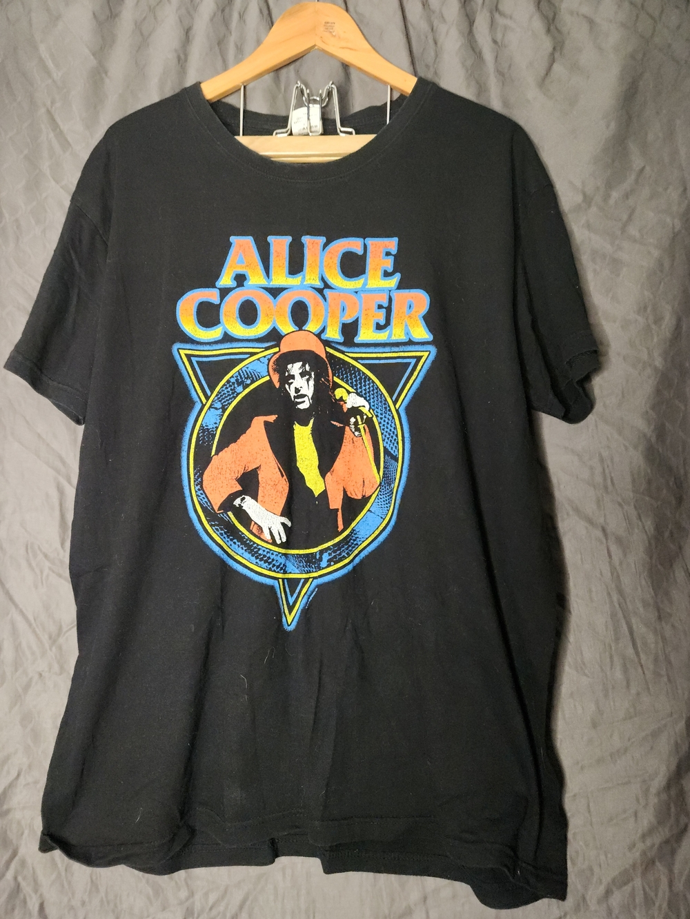 Blank NYC Black Alice Cooper Graphic Tee with Orange, Blue and Yellow Print